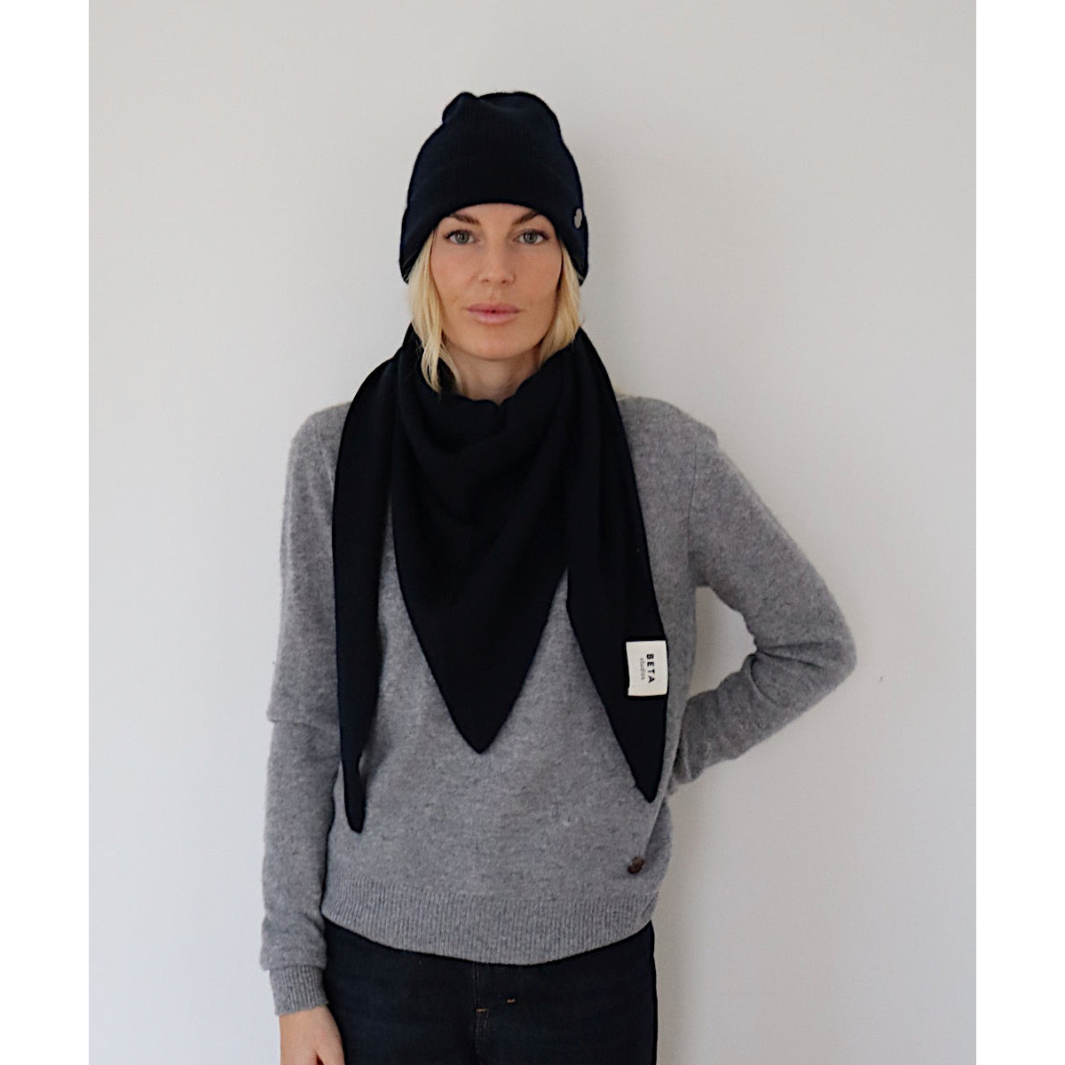 Andrea Triangle Scarf, Black