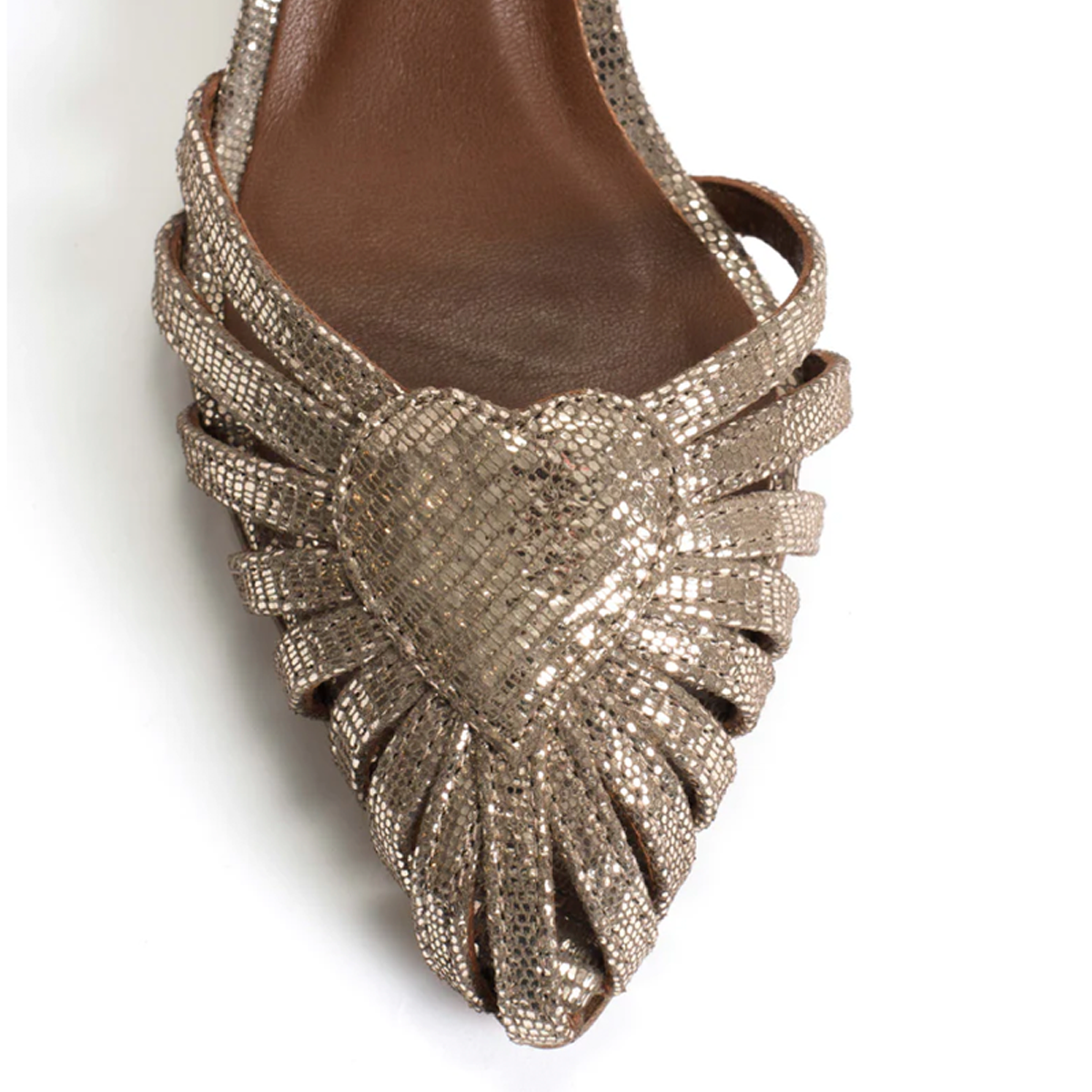 Keesha 55 Lizard Metallic Goat, Vintage Champagne