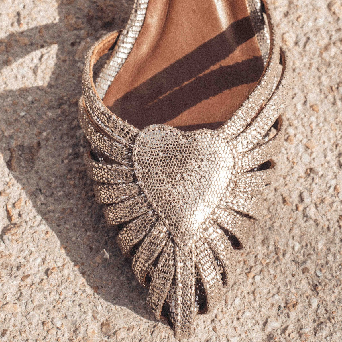 Keesha 55 Lizard Metallic Goat, Vintage Champagne