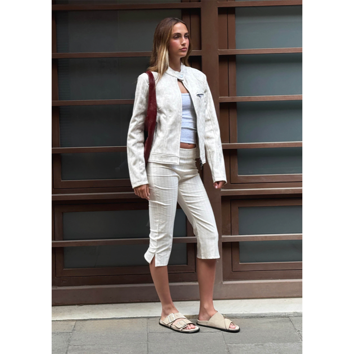 Alba Suede Beige Leather Sandals