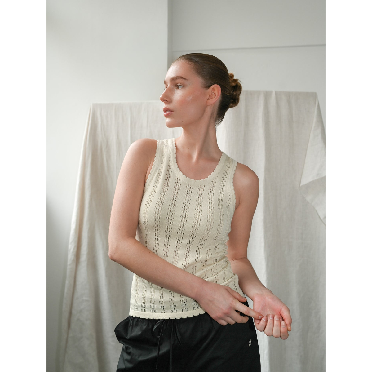 Nellie Knit Ecru Tank Top