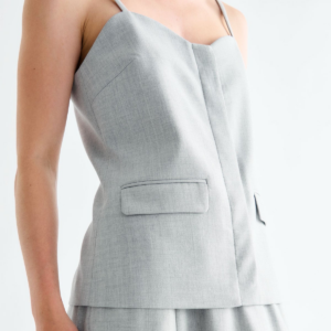 Thalia Top - Light Grey Melange - 34