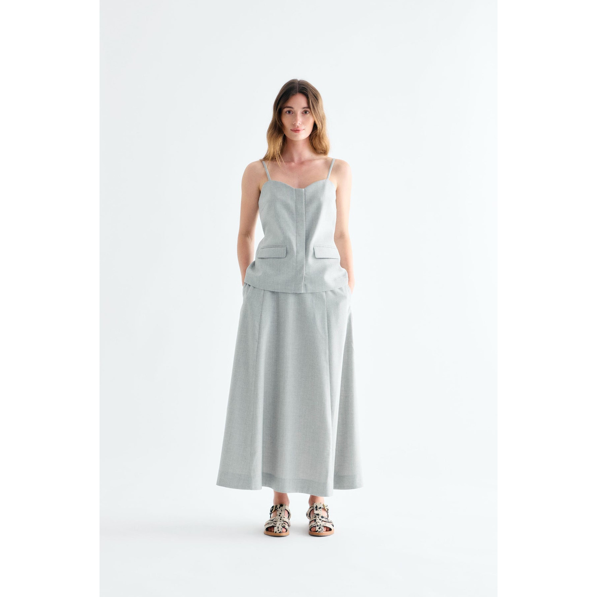 Thalia Top – Light Grey Melange