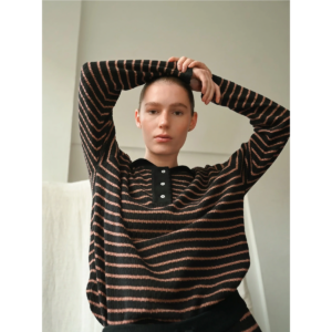 Nuria LS Polo - Black & Cognac - S