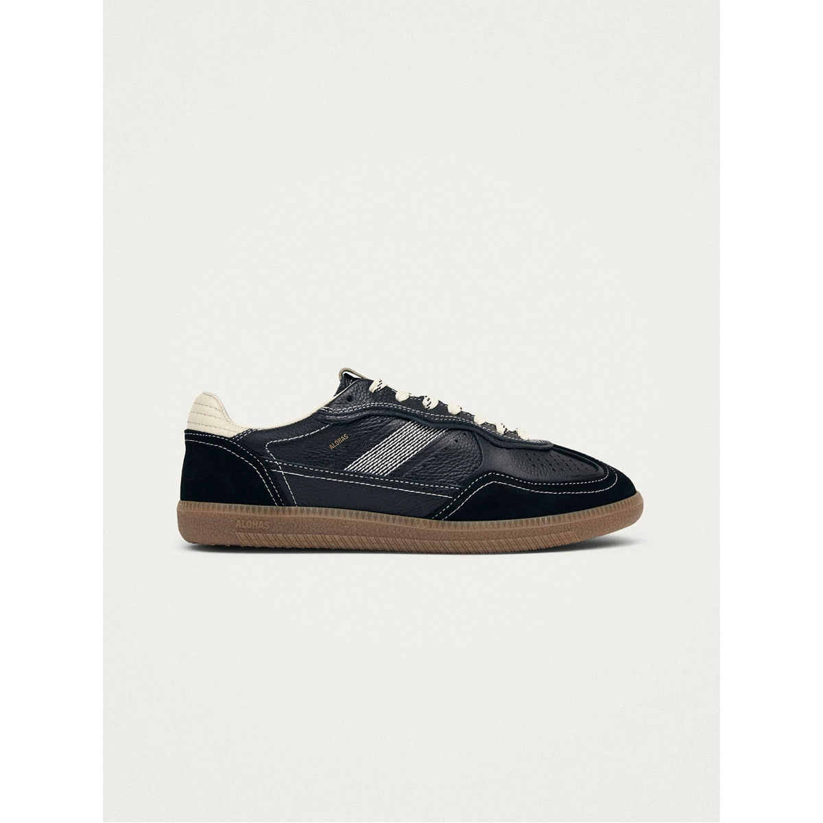 Tb. 490 Rife Grain Black & Cream Leather Sneakers