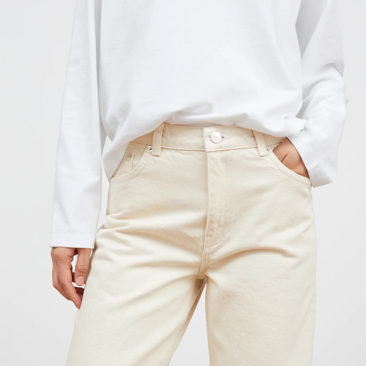 Allison cropped jeans, Ecru