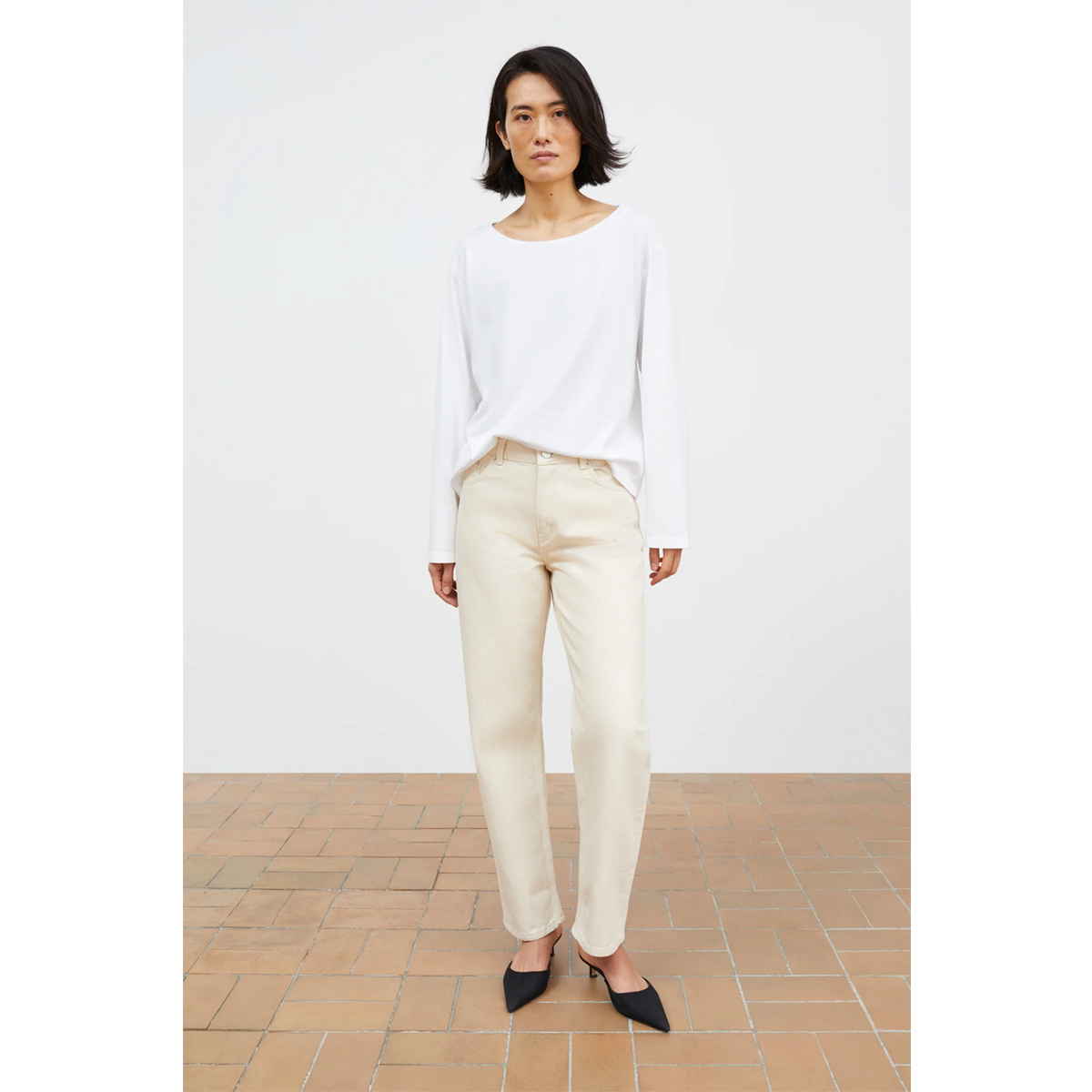 Allison cropped jeans, Ecru