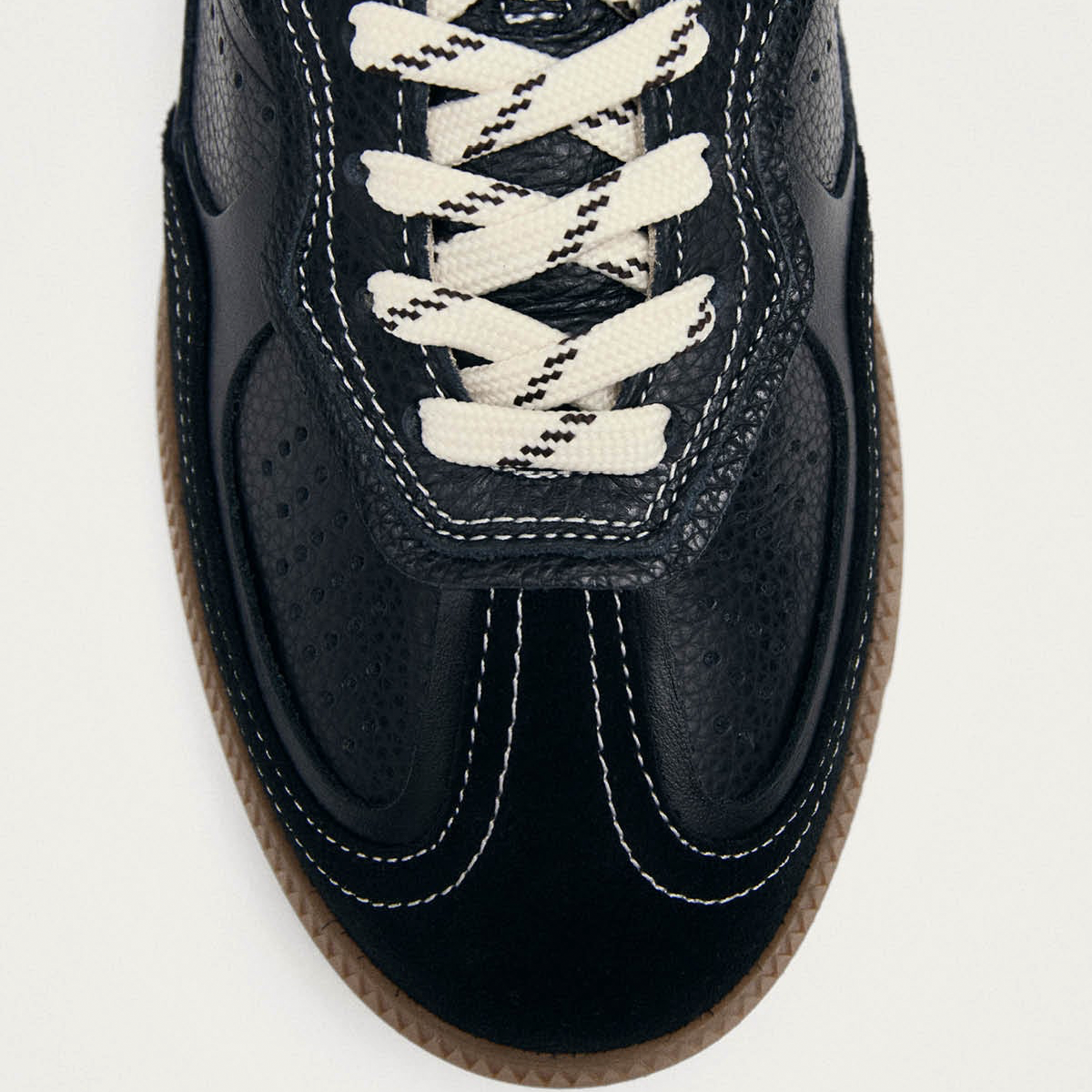 Tb. 490 Rife Grain Black & Cream Leather Sneakers