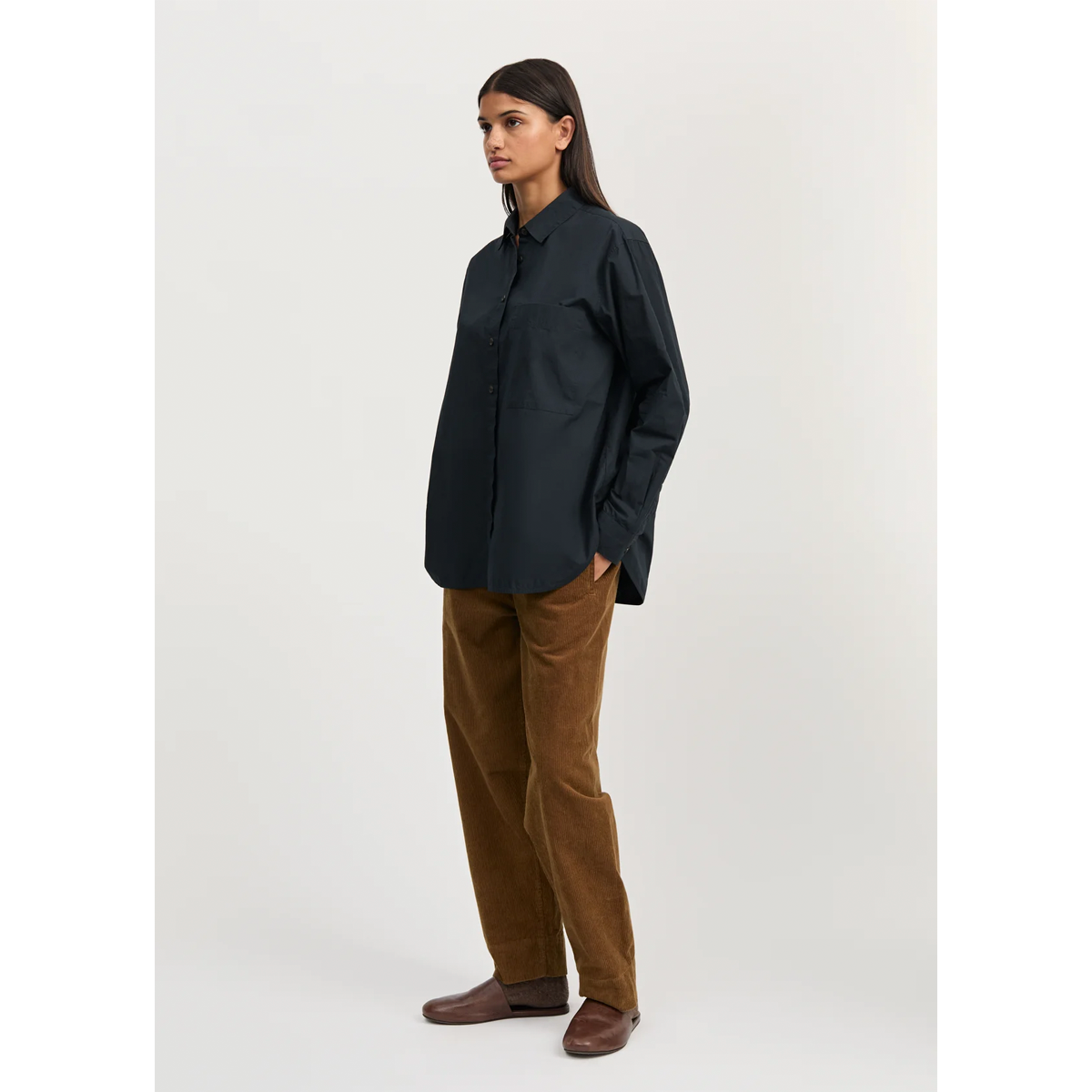 Lynette shirt dark horn, Black navy