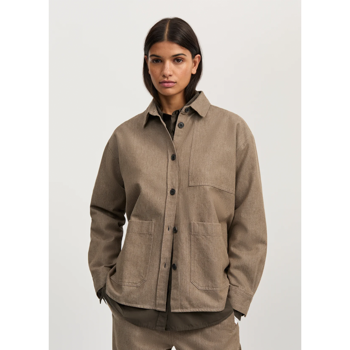 Dusty shirt, Smokey brown melange