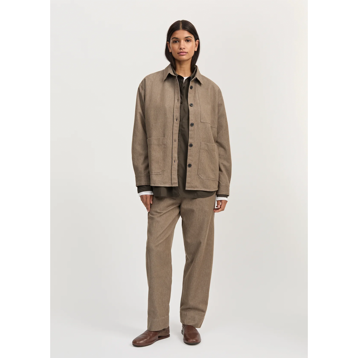 Dusty shirt, Smokey brown melange