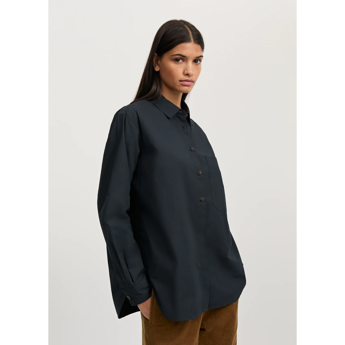 Lynette shirt dark horn, Black navy