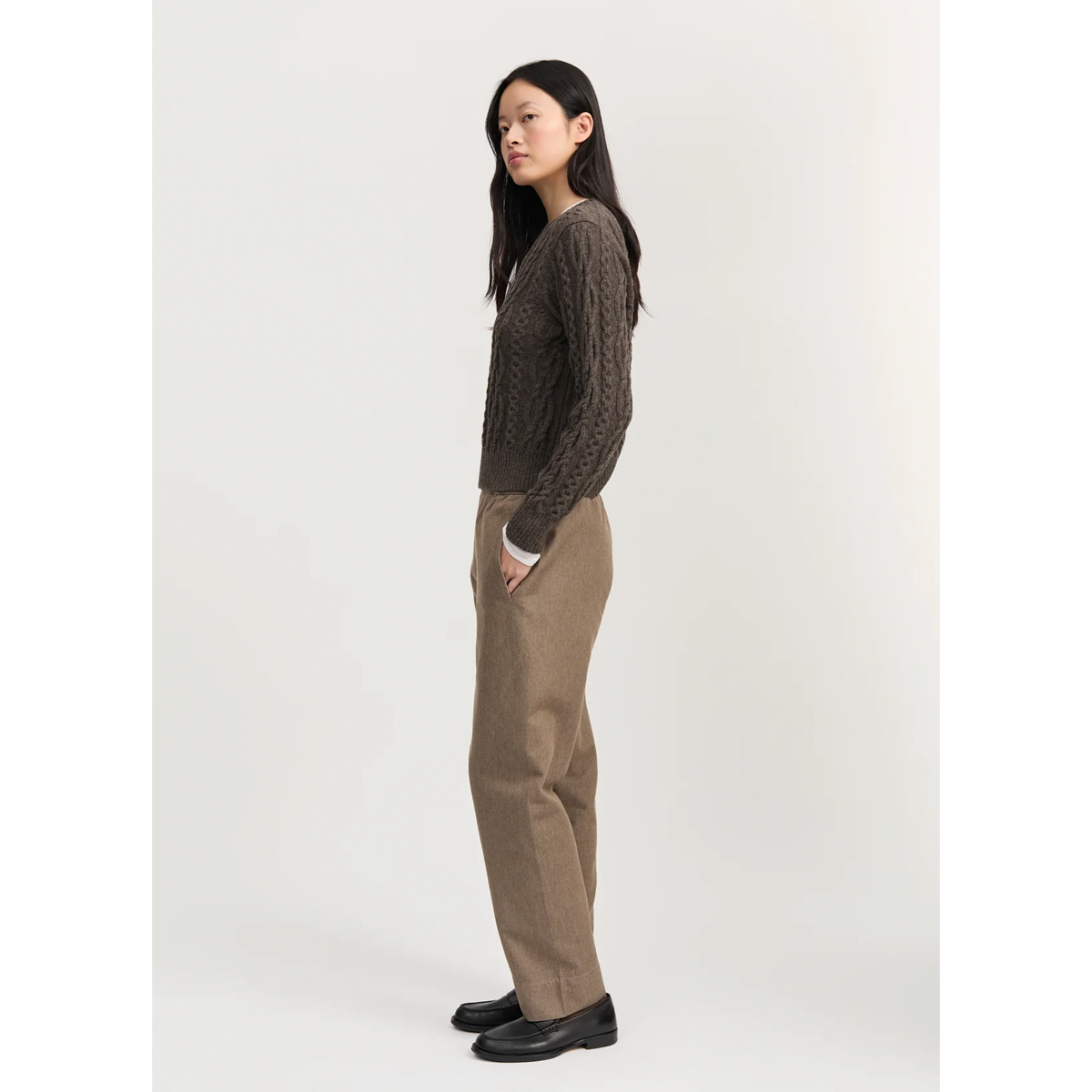 Coco pant twill, Smokey brown melange