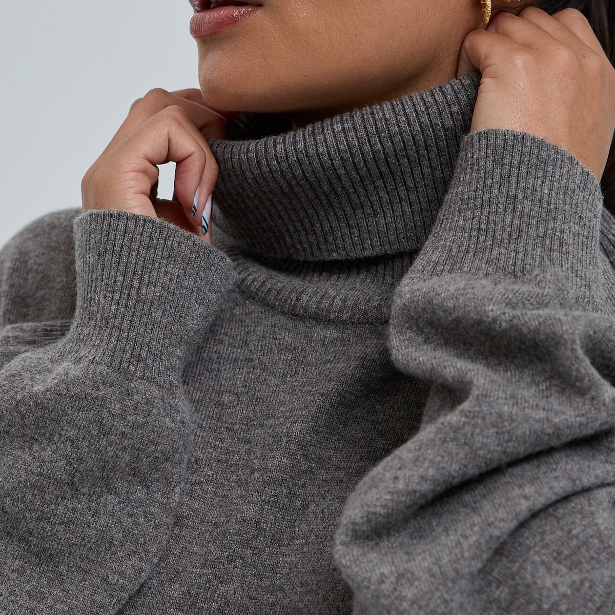 Roll Neck Jumper, Heather Mushroom