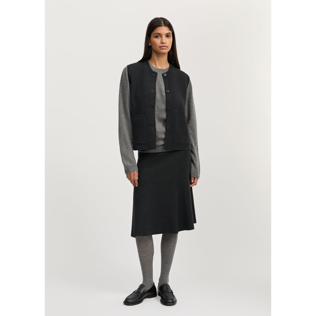 Elva vest, merino wool, Antracite