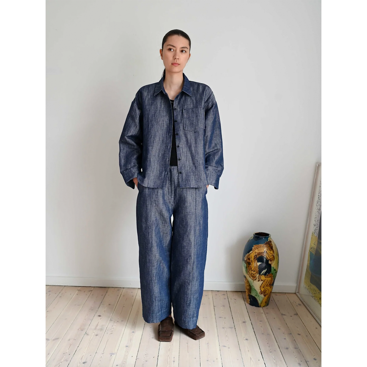 Elna Linen Denim Shirt Blue